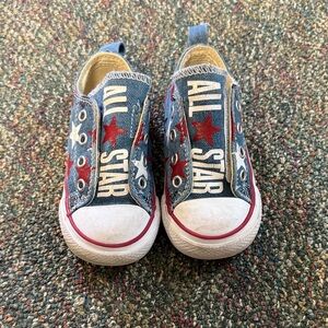 Converse Kids Denim Blue Sneakers with Red Stars